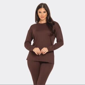Brown Long Sleeve Lounge Set